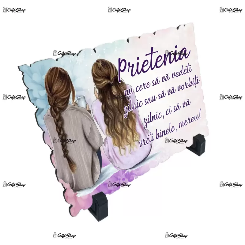 Prietenia nu cere sa va vedeti, placheta cu mesaj, model a